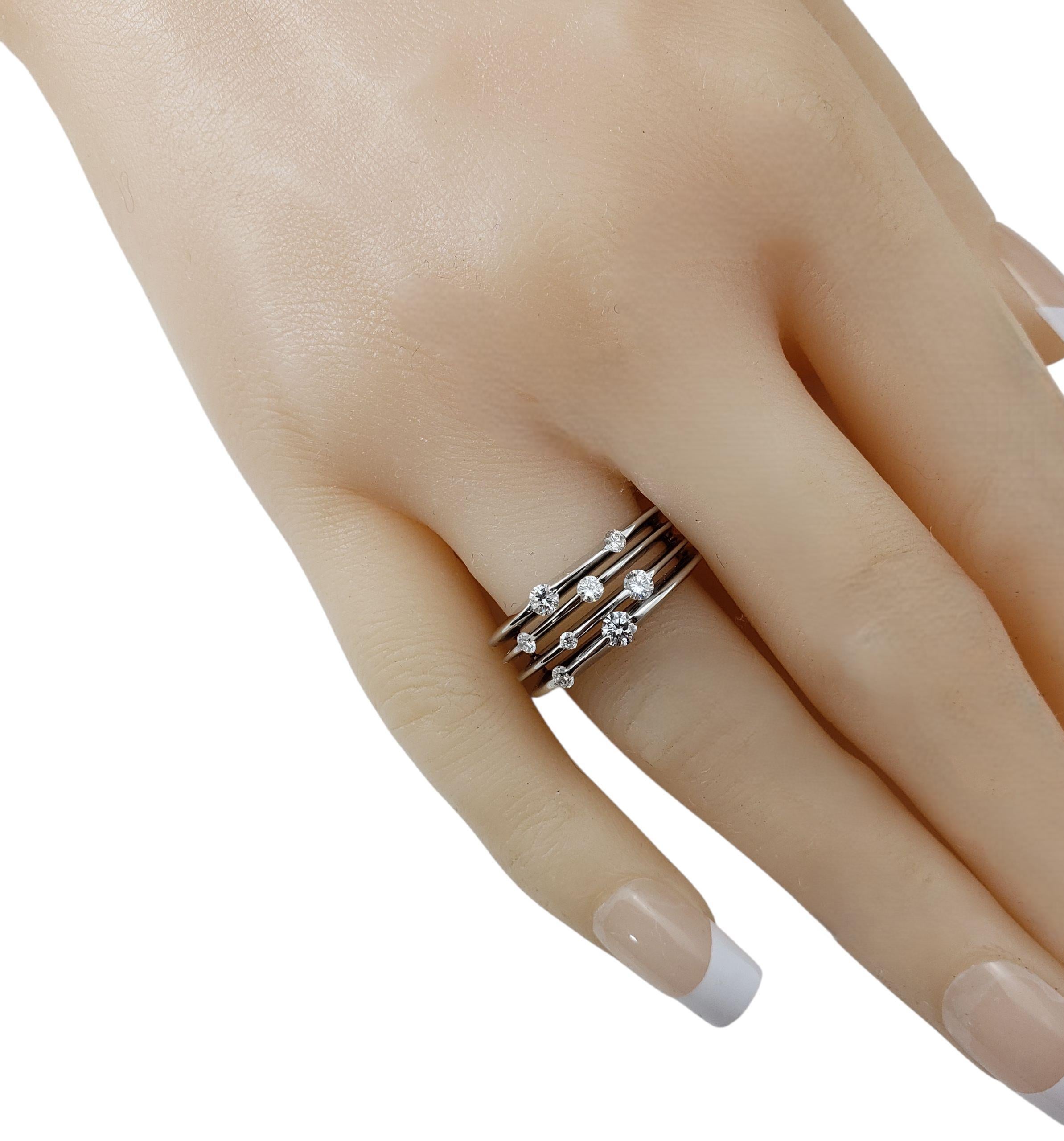 Anillo Múltiple de Oro Blanco y Diamantes de 14K Talla 7 #22433 en venta 2