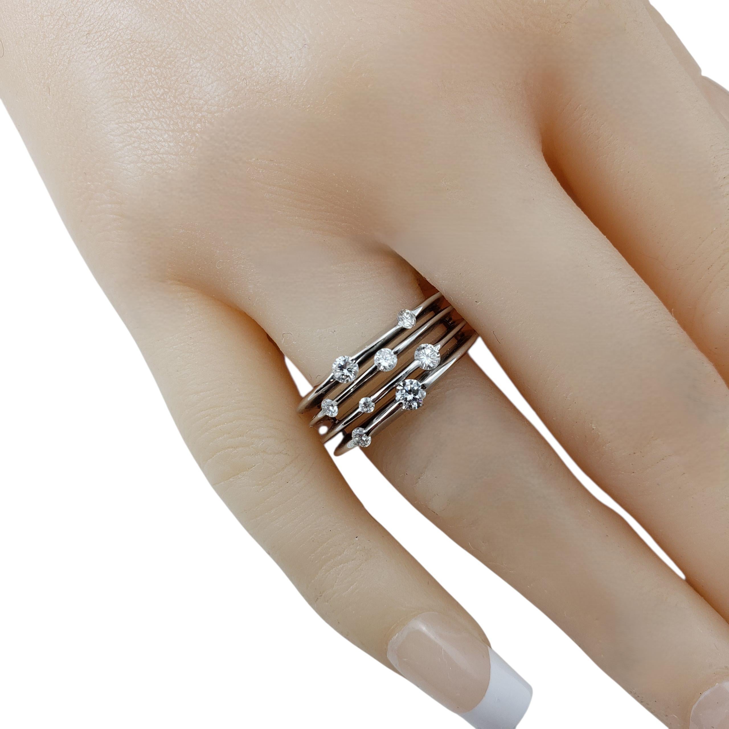 Anillo Múltiple de Oro Blanco y Diamantes de 14K Talla 7 #22433 en venta 3