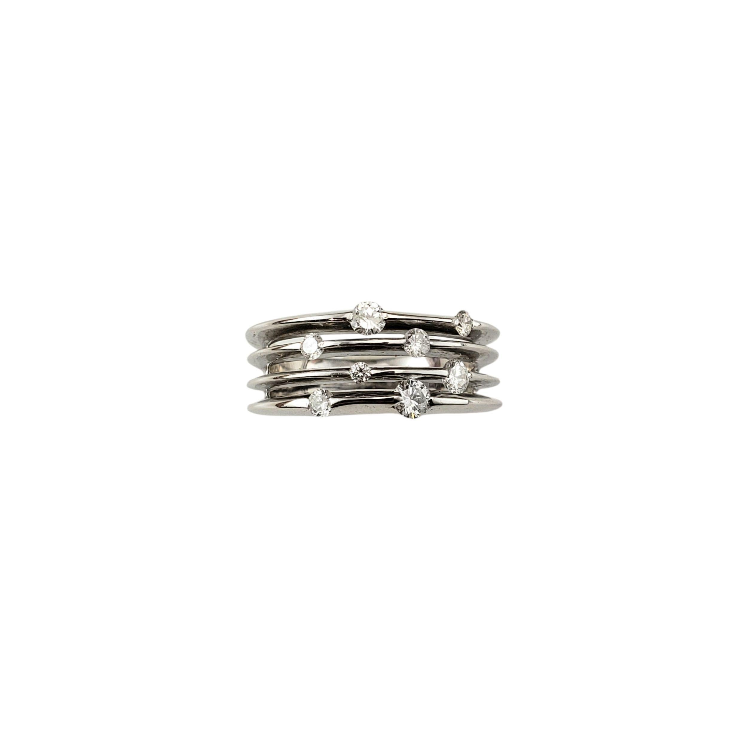 Anillo Múltiple de Oro Blanco y Diamantes de 14K Talla 7 #22433 en venta