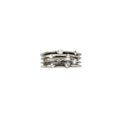 Anillo Múltiple de Oro Blanco y Diamantes de 14K Talla 7 #22433