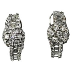 14K White Gold and Diamond Omega Back Earrings #25139