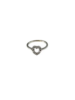 Bague à cœur ouvert en or blanc 14K et diamants Taille 6.25 #24909