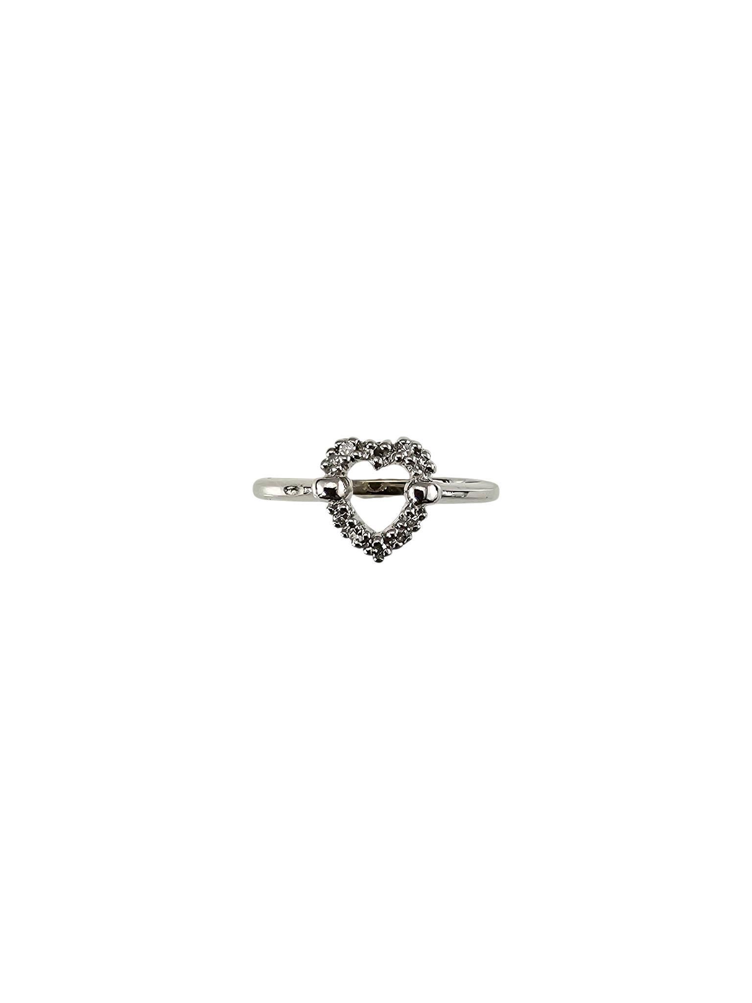 14K Weißgold und Diamant offenes Herz Ring Größe 6,25 #24909