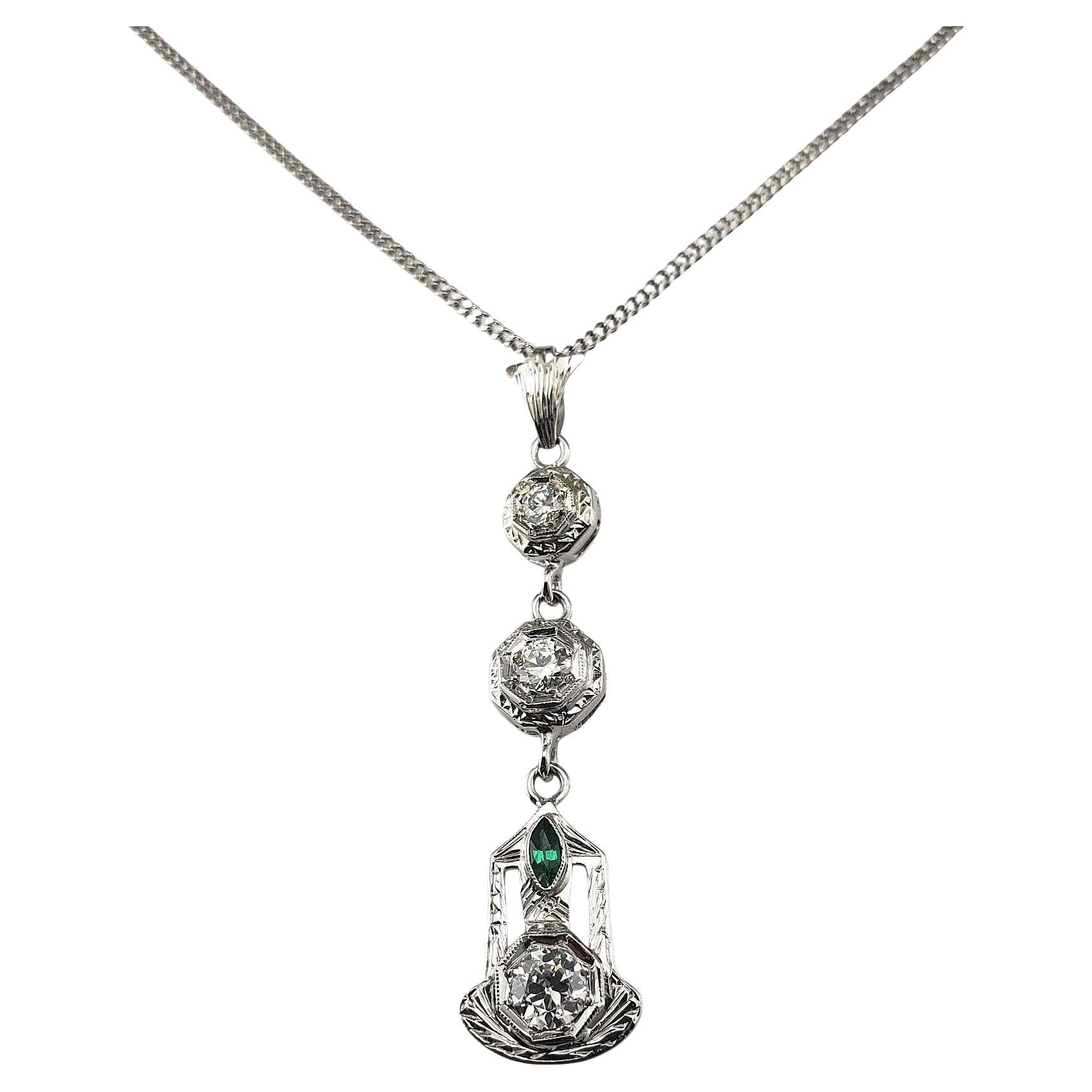 14K White Gold and Diamond Pendant Necklace #22218 in vendita