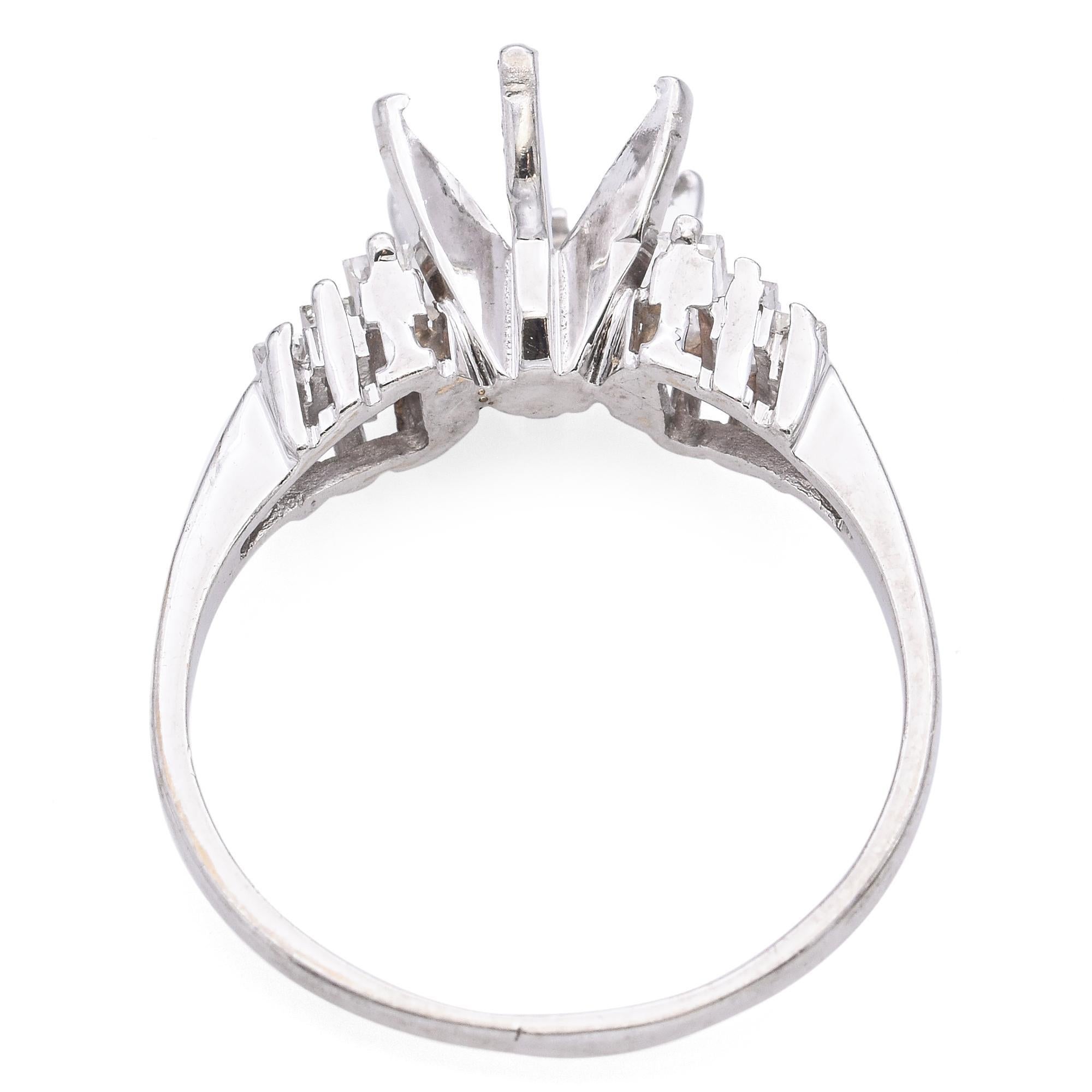 De las mujeres Anillo de compromiso de oro blanco de 14k y diamantes semimontados en venta