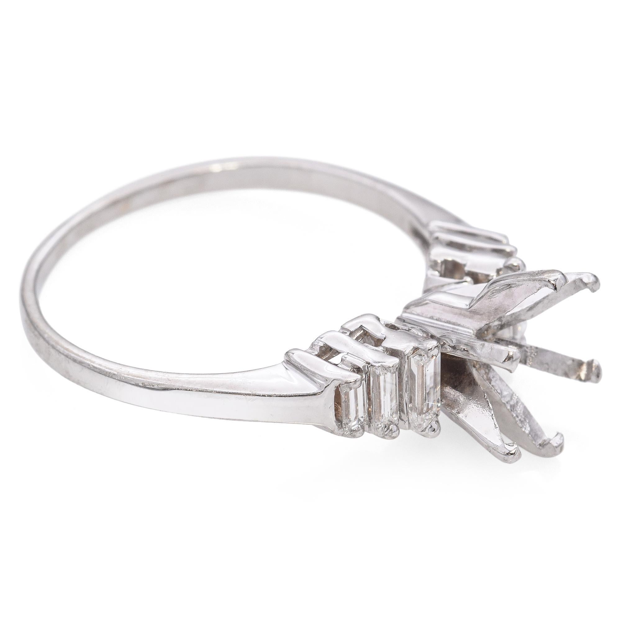 Anillo de compromiso de oro blanco de 14k y diamantes semimontados en venta 1