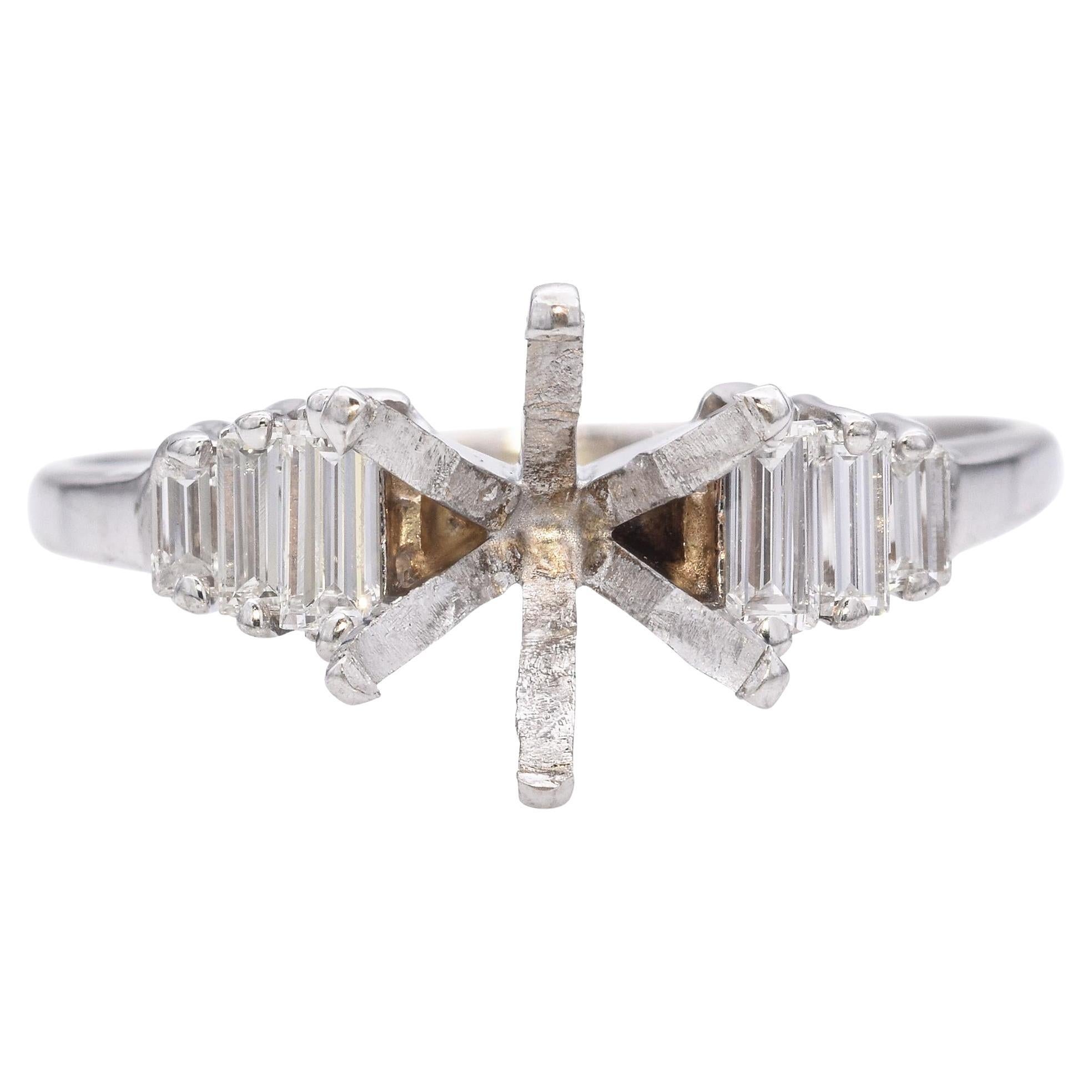 14k White Gold and Diamond Semi Mount Engagement Ring