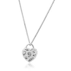 14K White Gold and Pave Diamond Key to My Heart Pendant Necklace 17.0"
