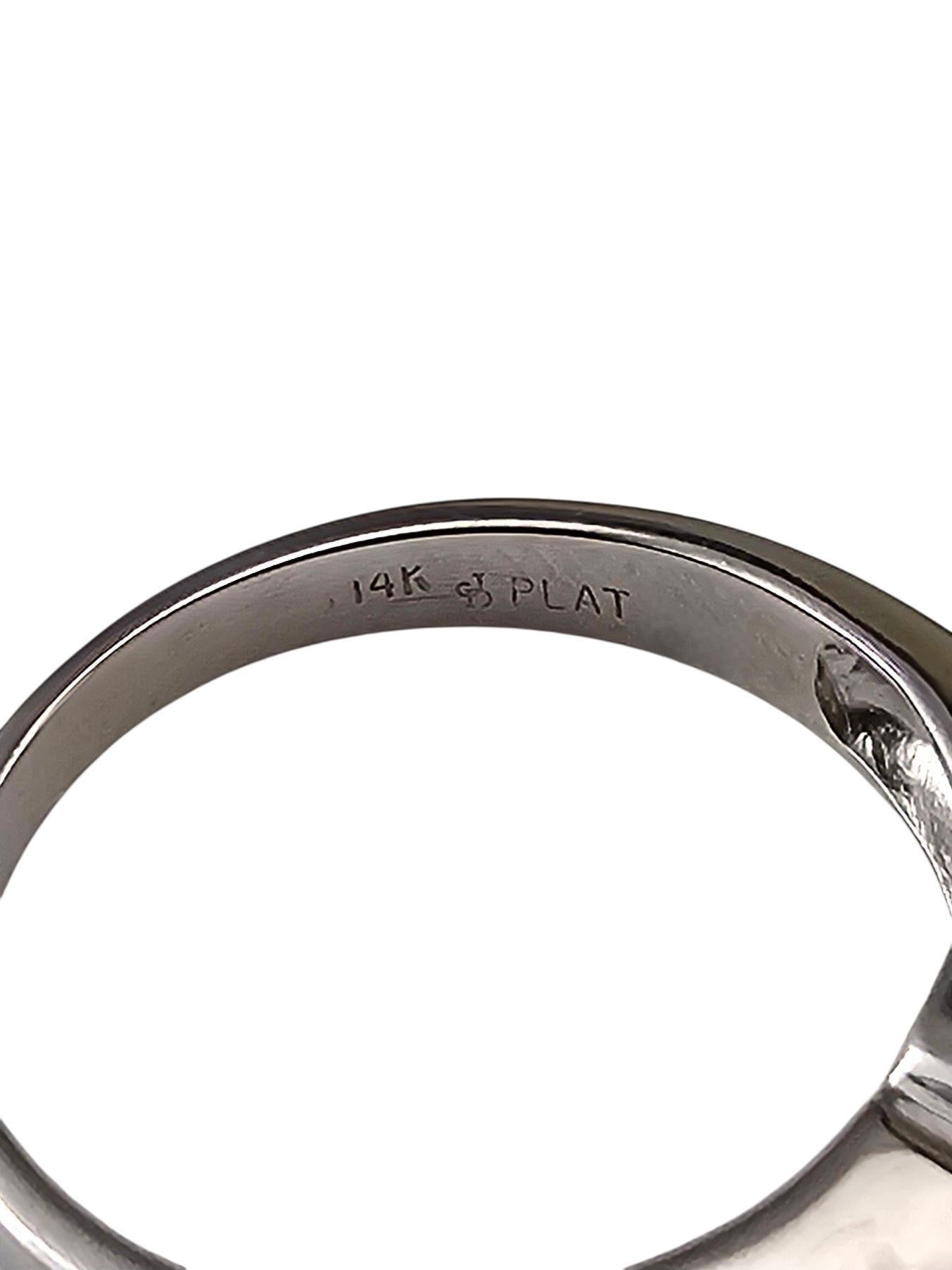 De las mujeres Anillo de compromiso de diamantes en oro blanco y platino de 14 quilates talla 6,25 #23554 en venta