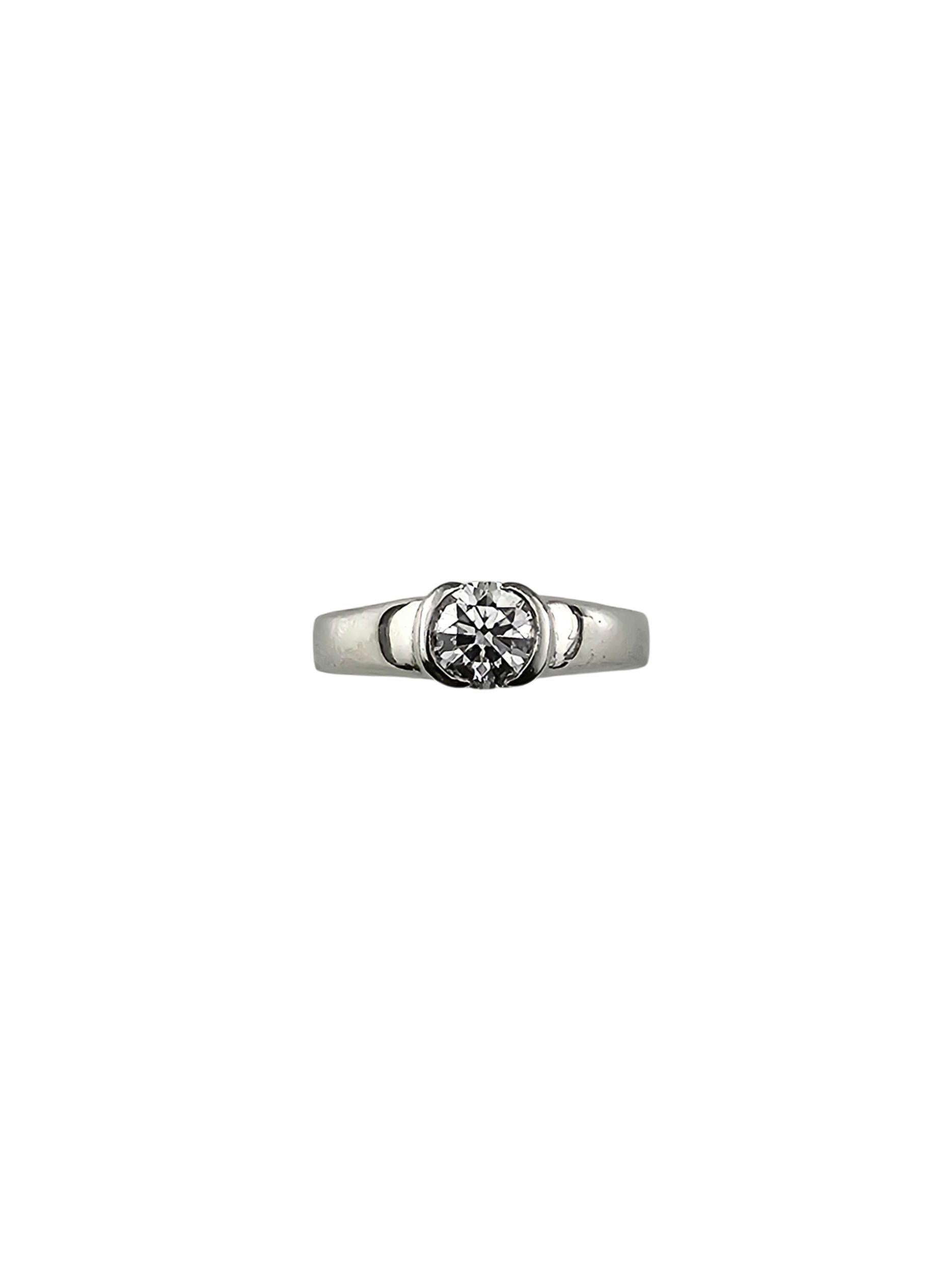 Bague de fiançailles en or blanc 14K et platine avec diamant Taille 6.25 #23554