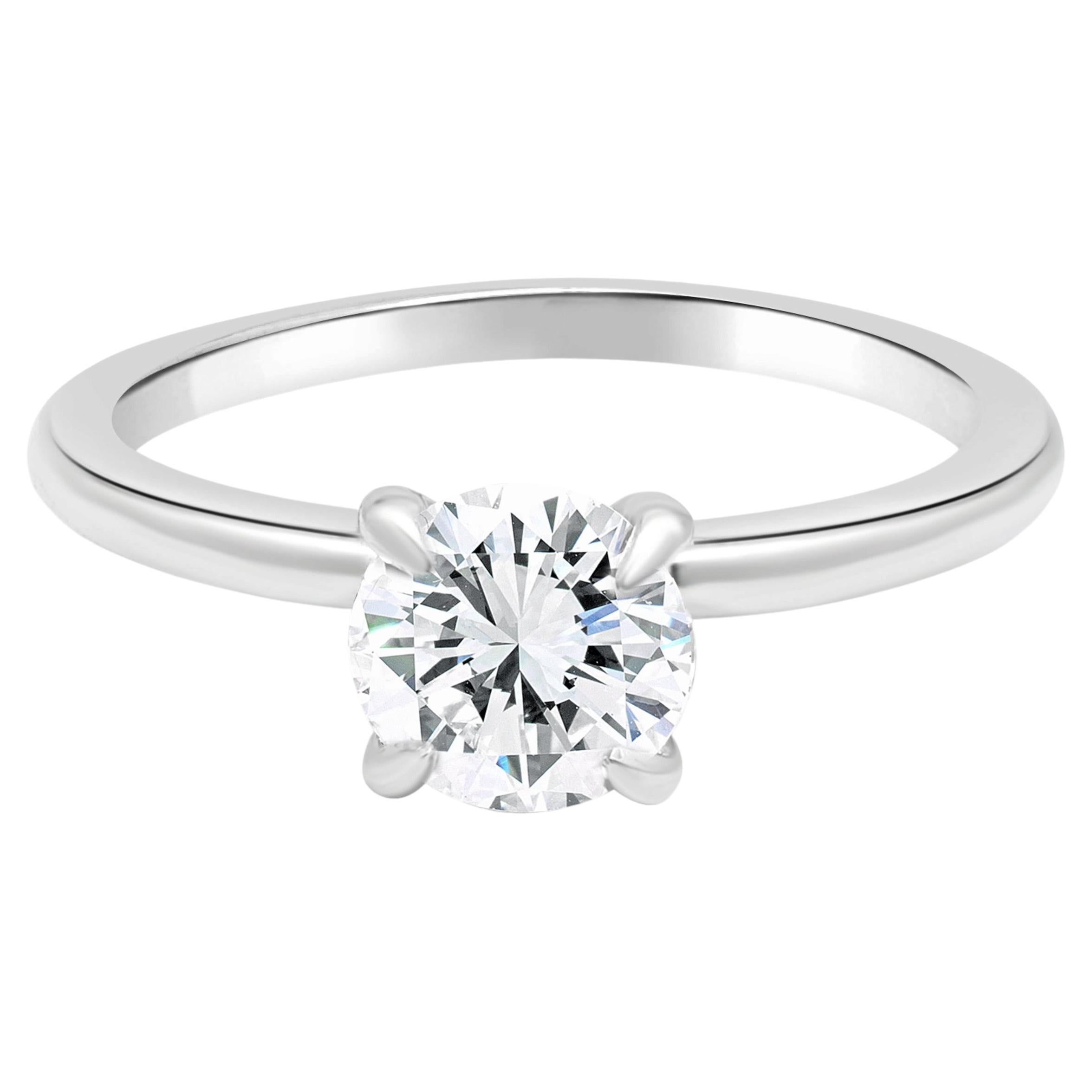 14k White Gold Round Brilliant Cut Diamond Solitaire Engagement Ring