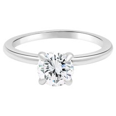 14k White Gold Round Brilliant Cut Diamond Solitaire Engagement Ring