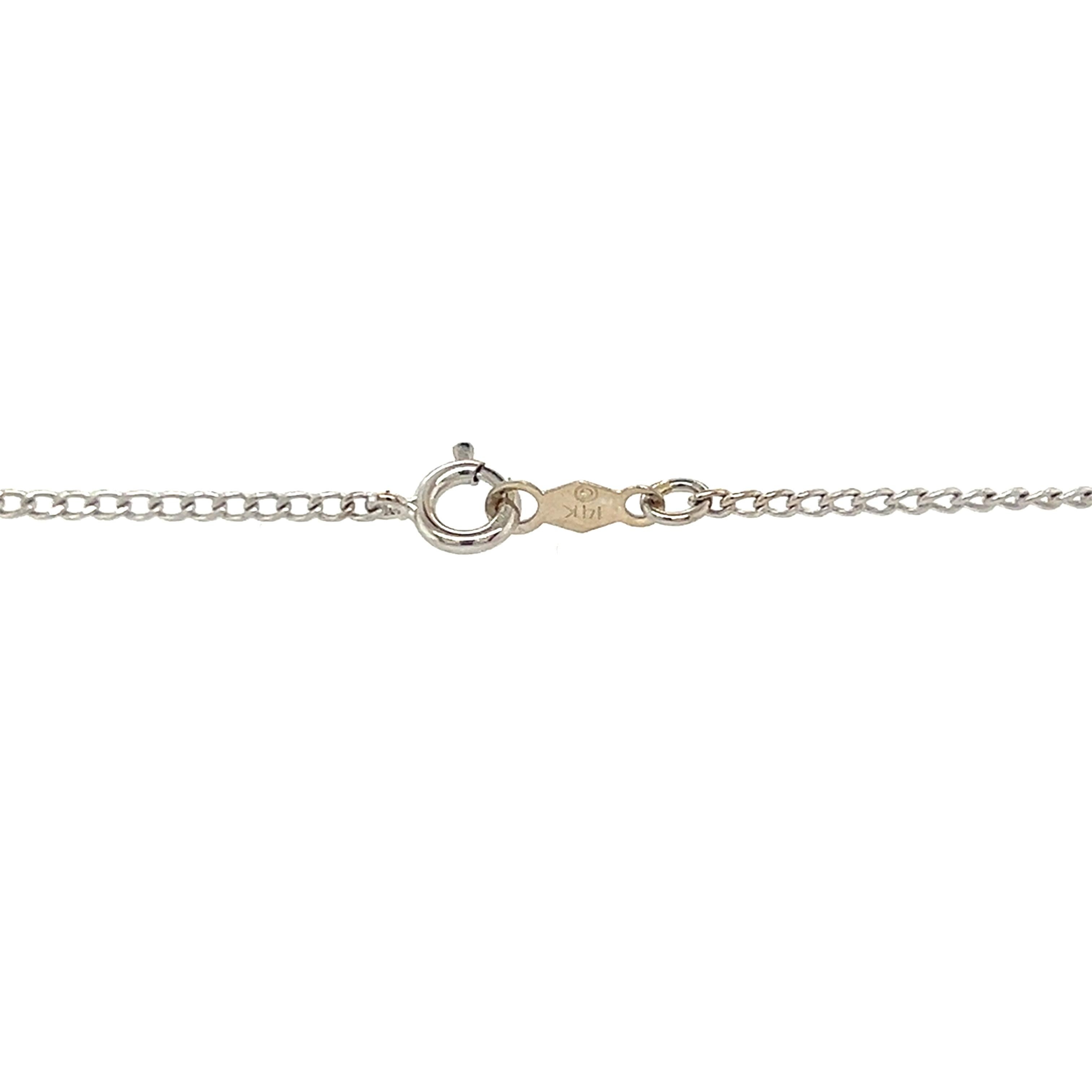 Taille ronde Collier pendentif en or blanc 14 carats et diamants ronds brillants en vente