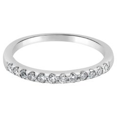 14K White Gold and Shared Prong Set Round Diamond Band