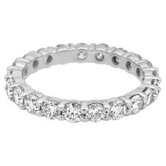 14K White Gold and Shared Prong Set Round Diamond Eternity Band