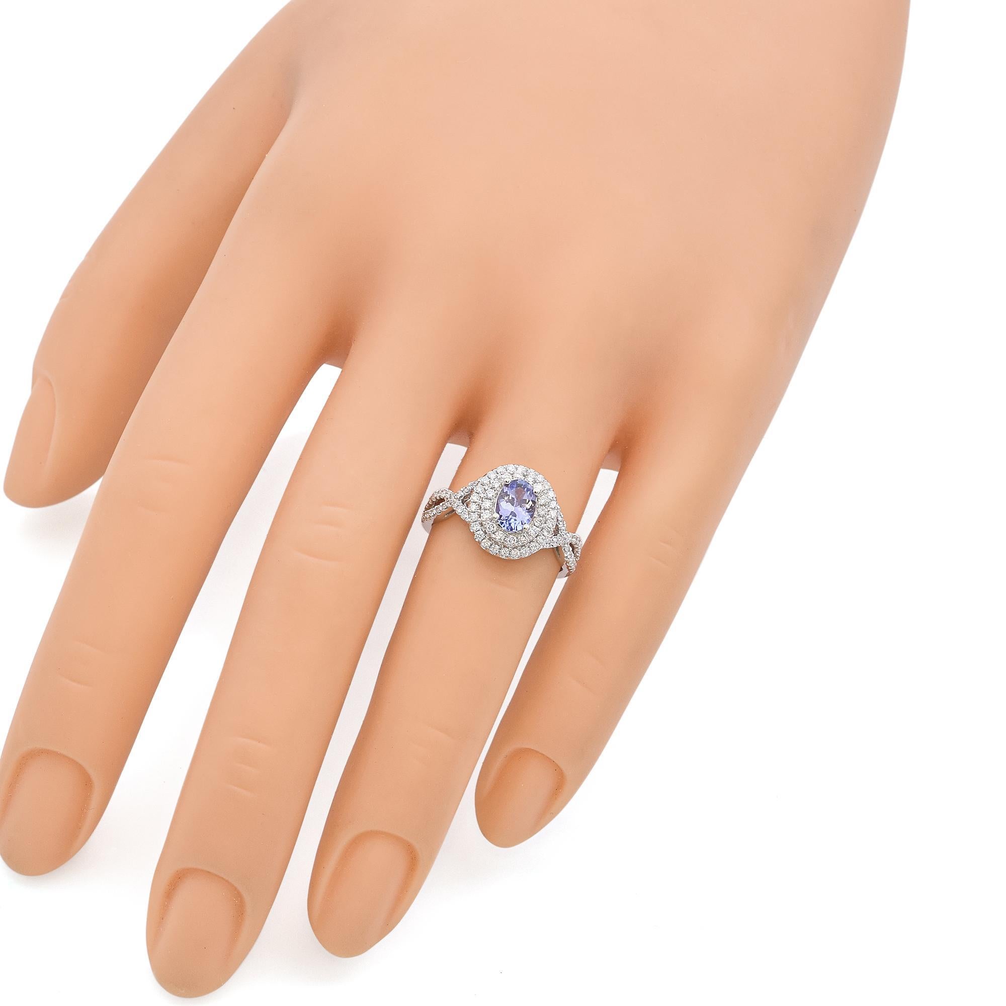 Oval Cut 14k White Gold and Tanzanite Statement Ring For Sale