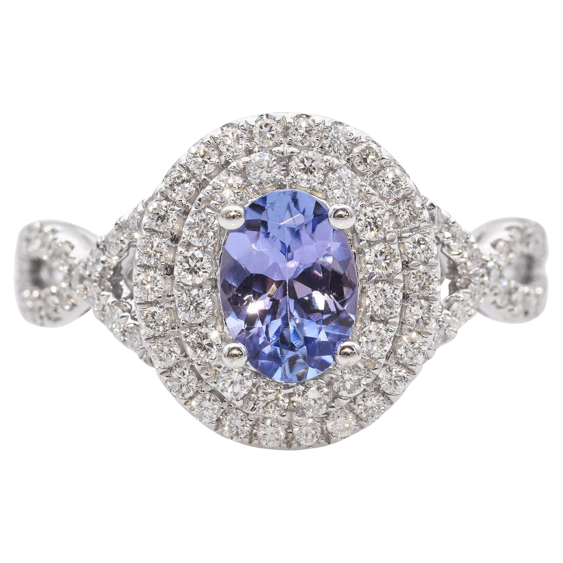 14k White Gold and Tanzanite Statement Ring