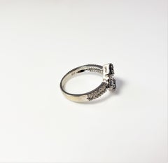 14 Karat White Gold and White and Color-Treated Blue Diamond Ring