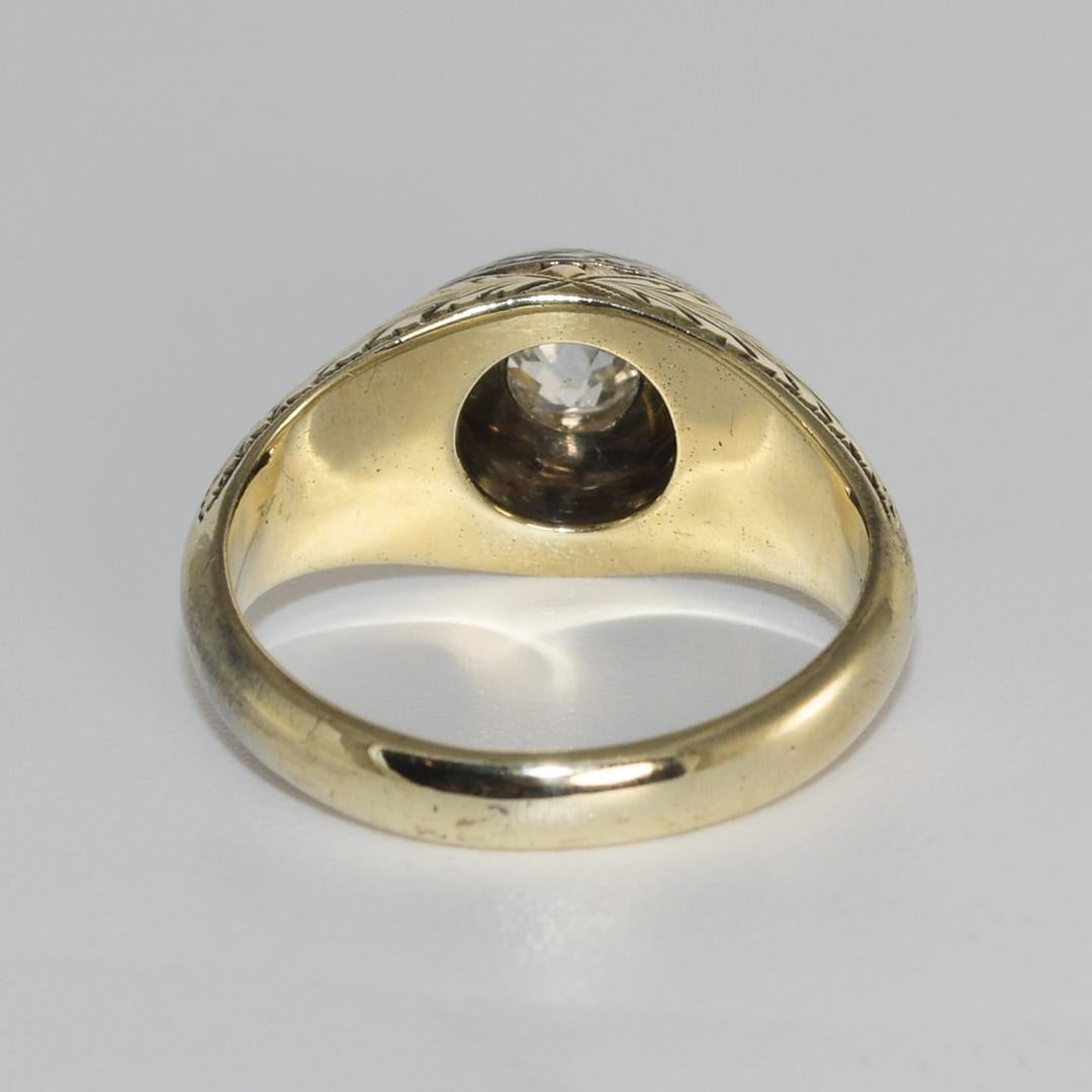 Anello con diamante antico in oro bianco 14K 0,50ct In condizioni ottime in vendita a Laguna Beach, CA