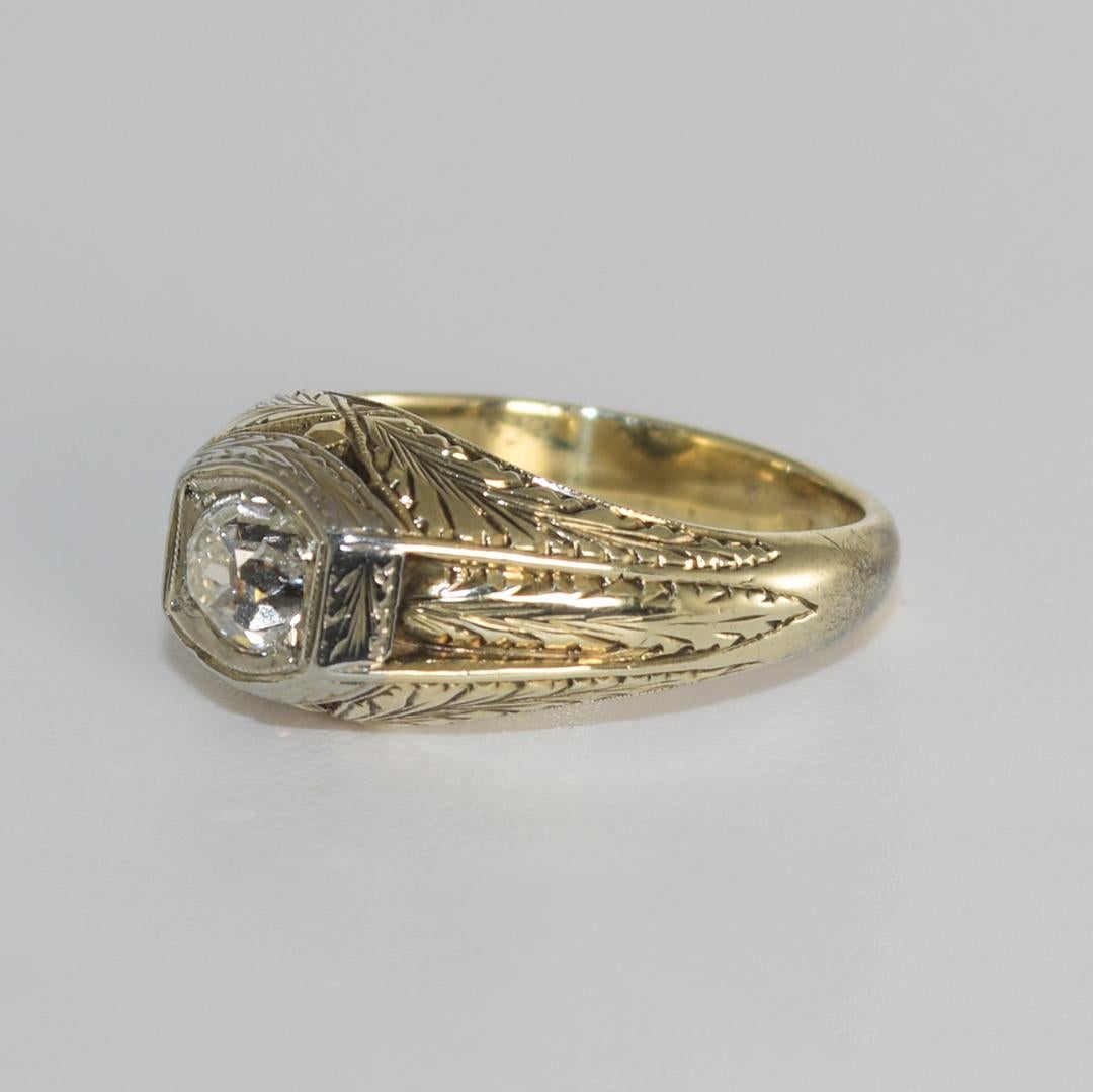 Anello con diamante antico in oro bianco 14K 0,50ct in vendita 1