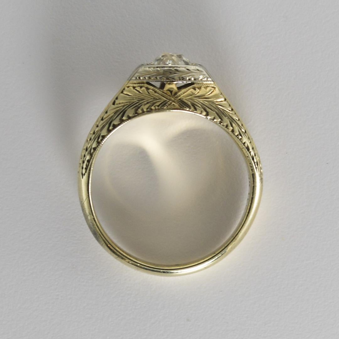 Anello con diamante antico in oro bianco 14K 0,50ct in vendita 2