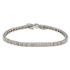 14k White Gold Antique Inspired Diamond Tennis Bracelet
