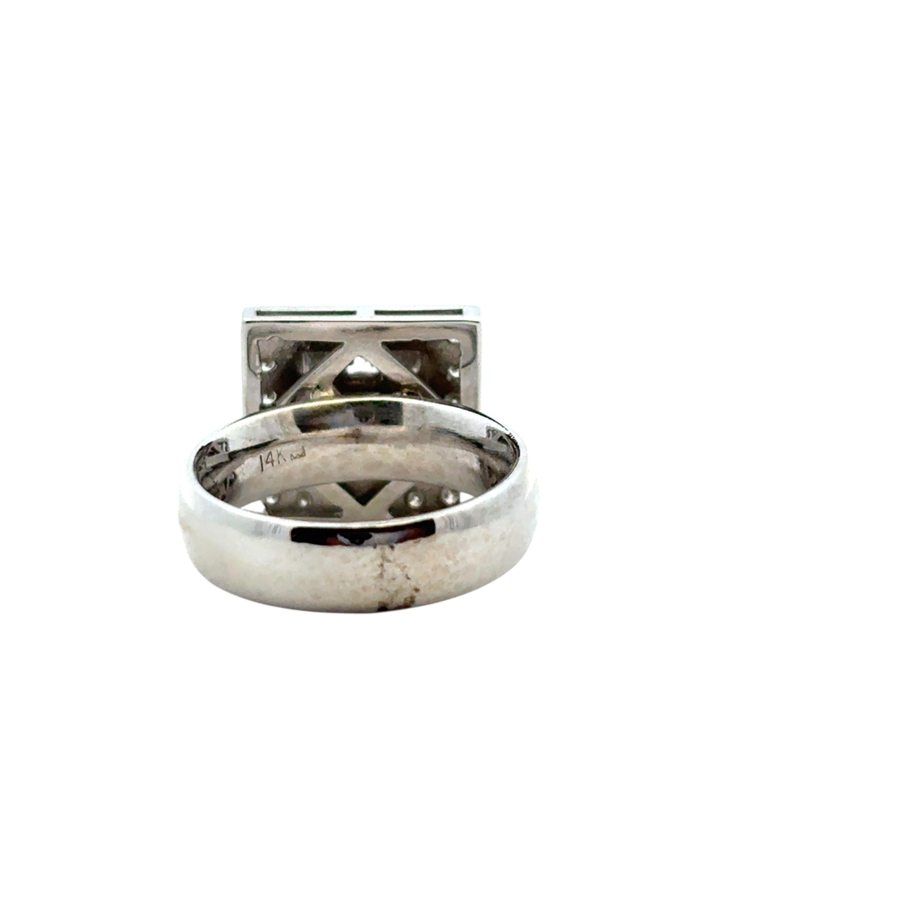 14k Weißgold ca. 0,73ctw Quadratischer Diamantring im Angebot 4