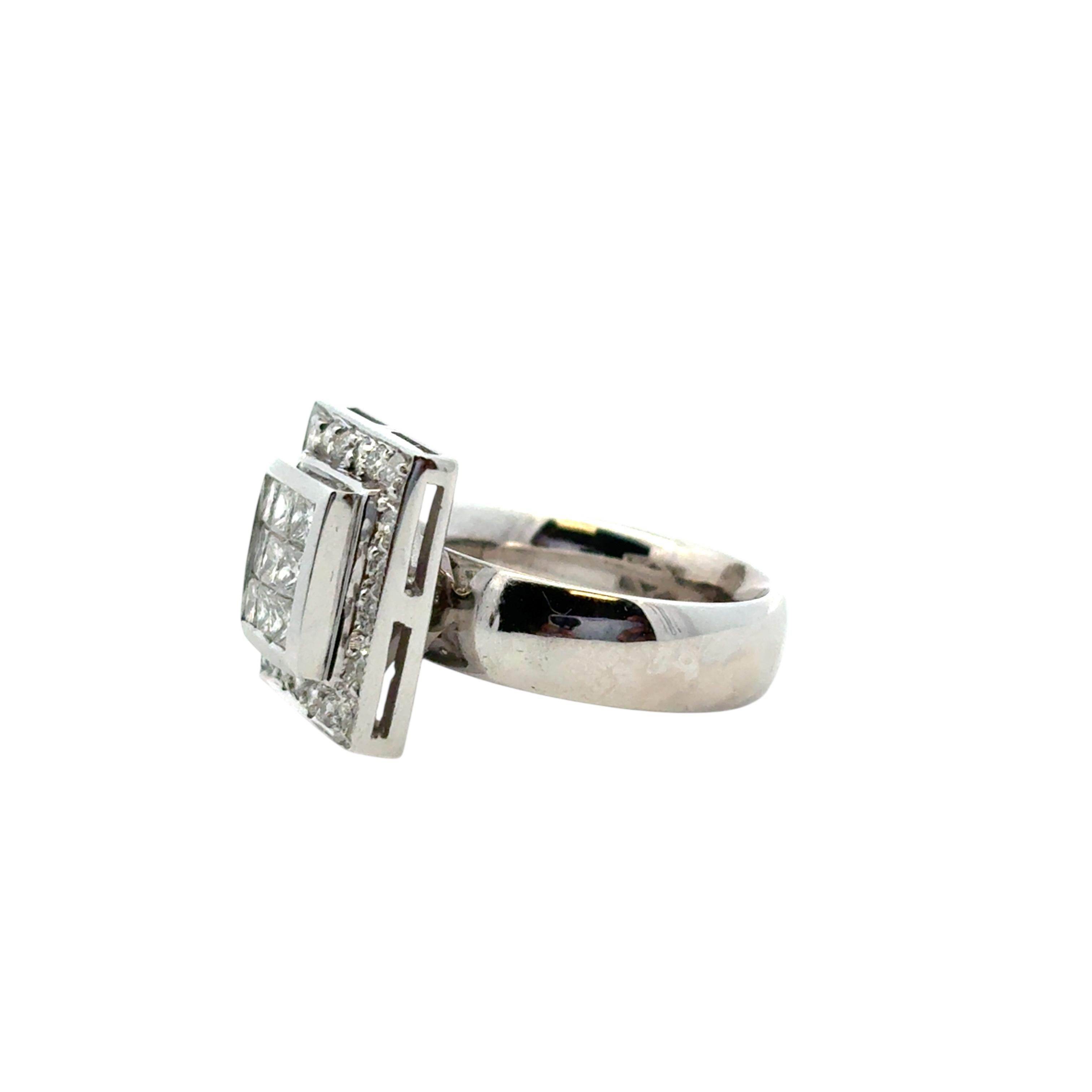 14k Weißgold ca. 0,73ctw Quadratischer Diamantring im Angebot 6