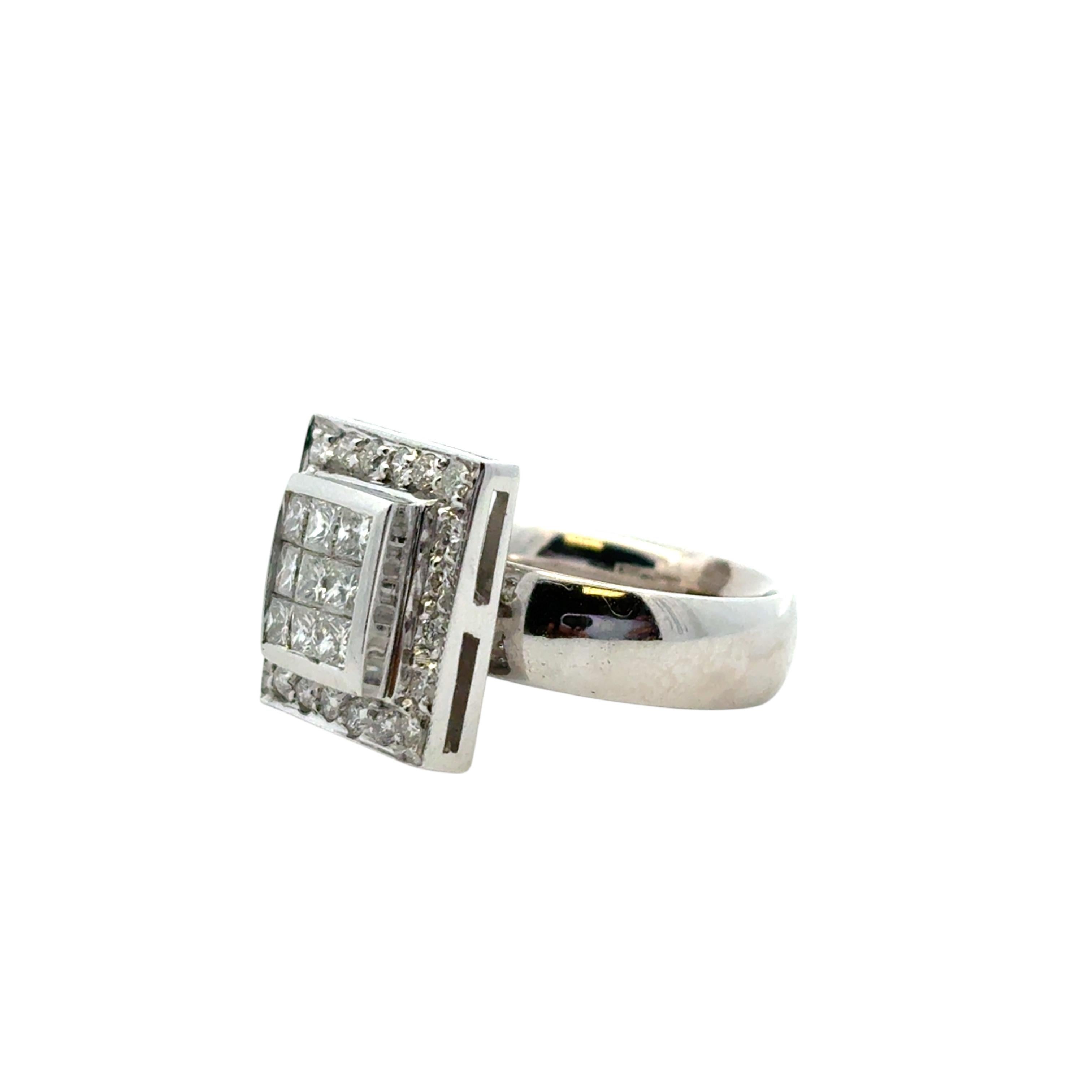 14k Weißgold ca. 0,73ctw Quadratischer Diamantring im Angebot 7