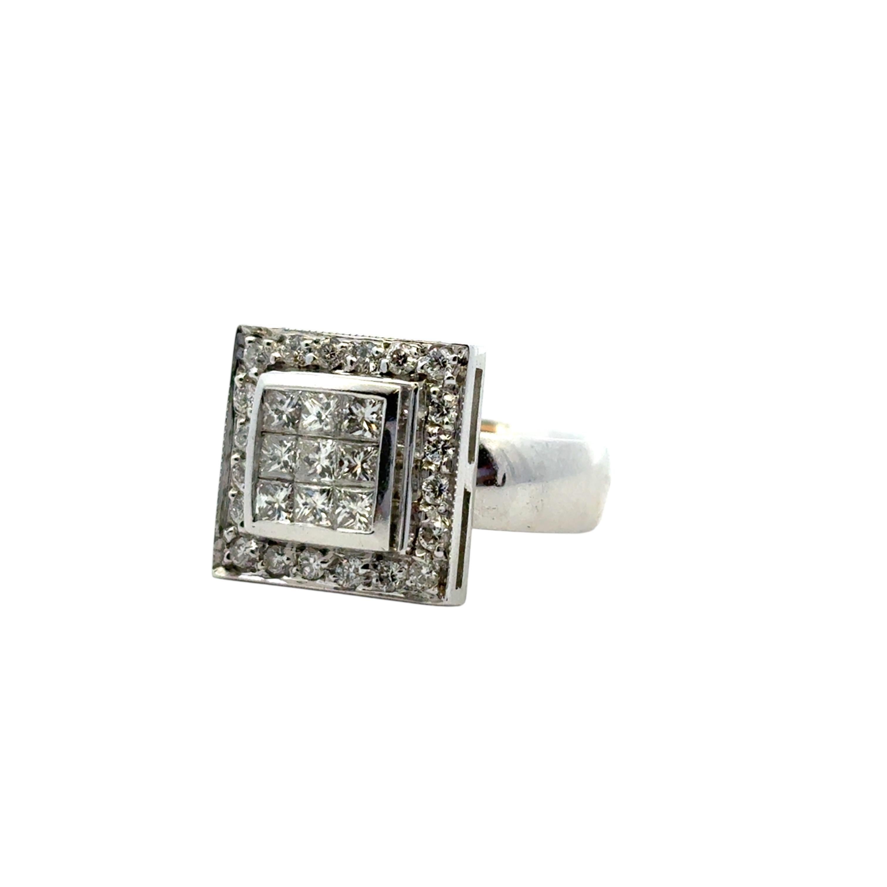 14k Weißgold ca. 0,73ctw Quadratischer Diamantring im Angebot 8