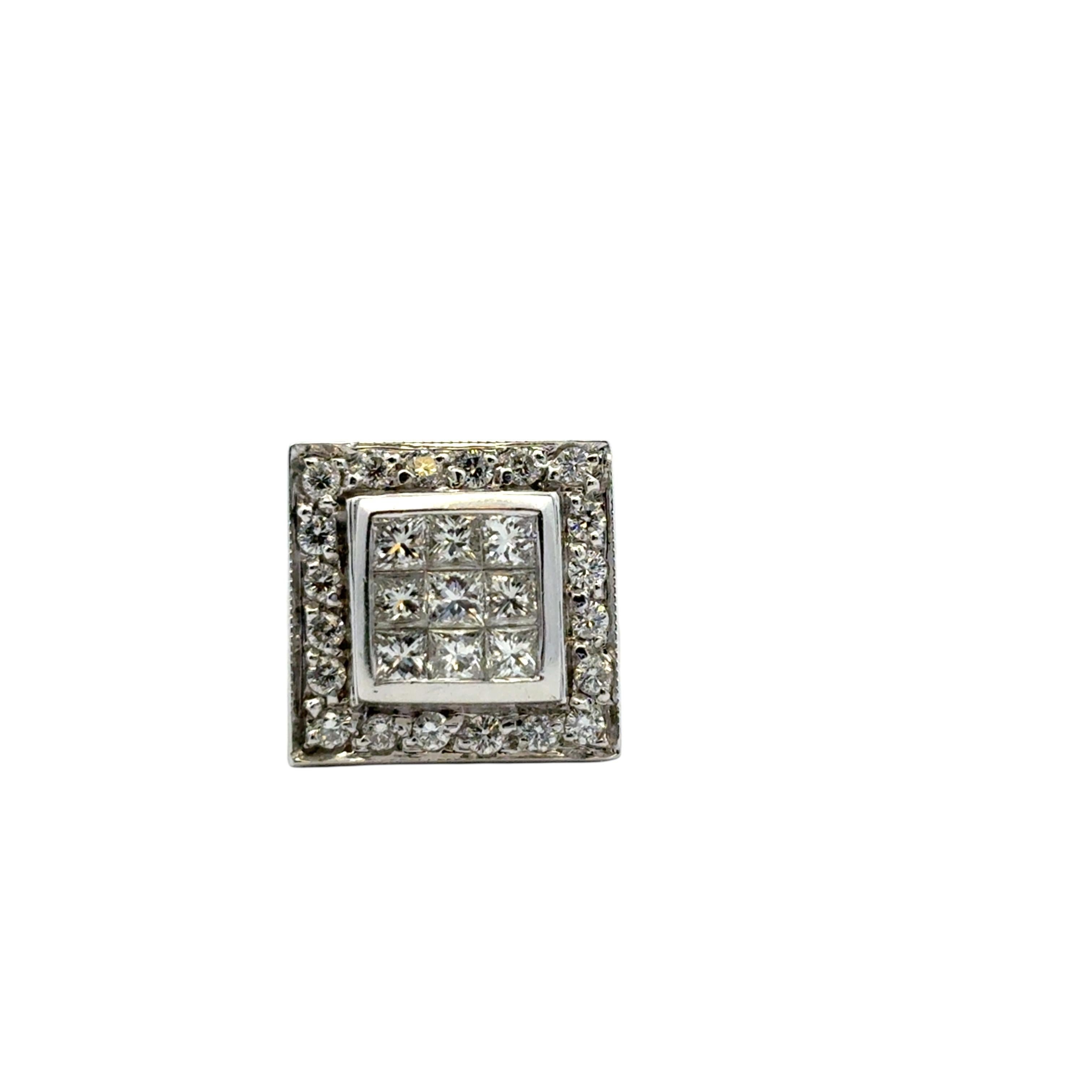 14k Weißgold ca. 0,73ctw Quadratischer Diamantring im Angebot 9