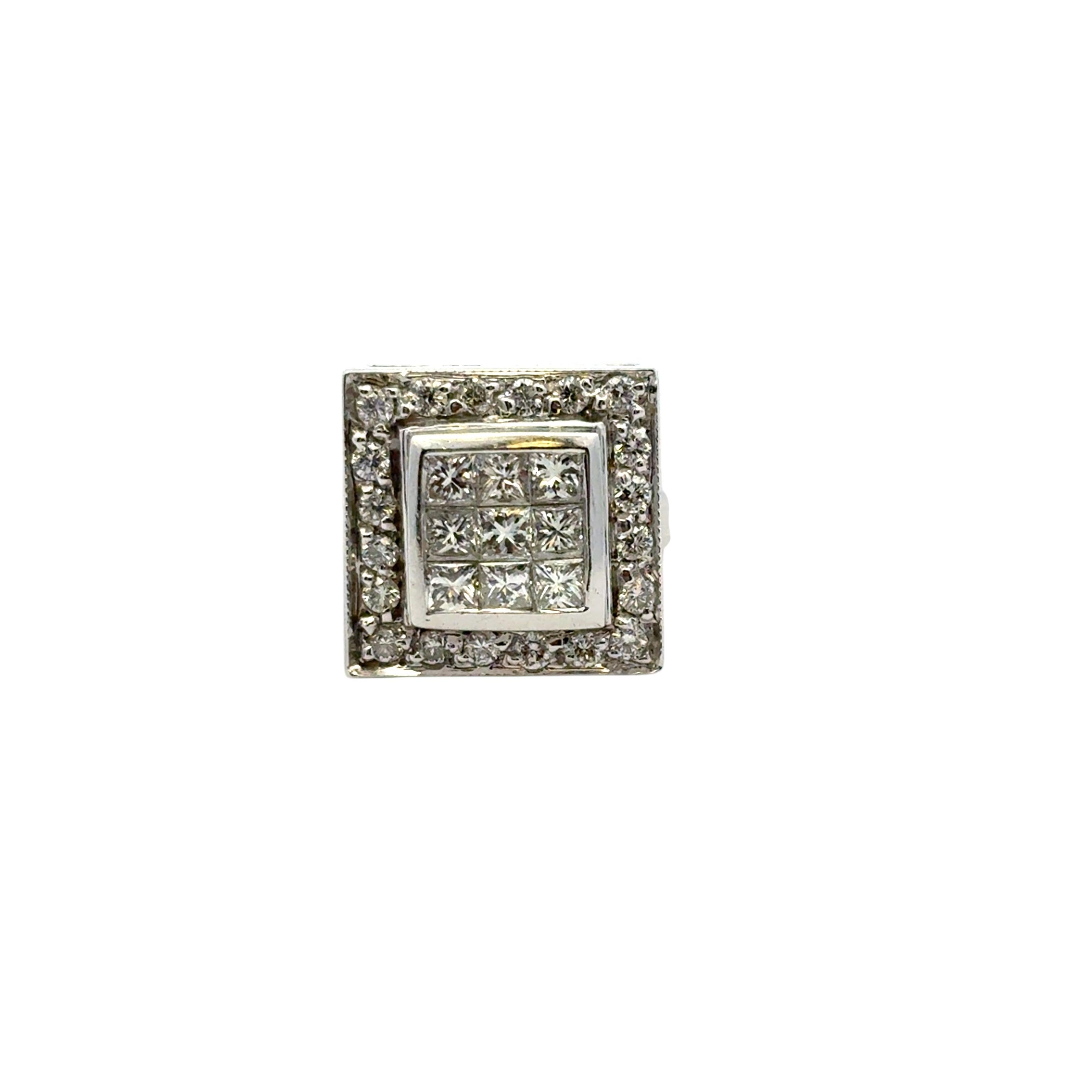 14k Weißgold ca. 0,73ctw Quadratischer Diamantring im Angebot 10
