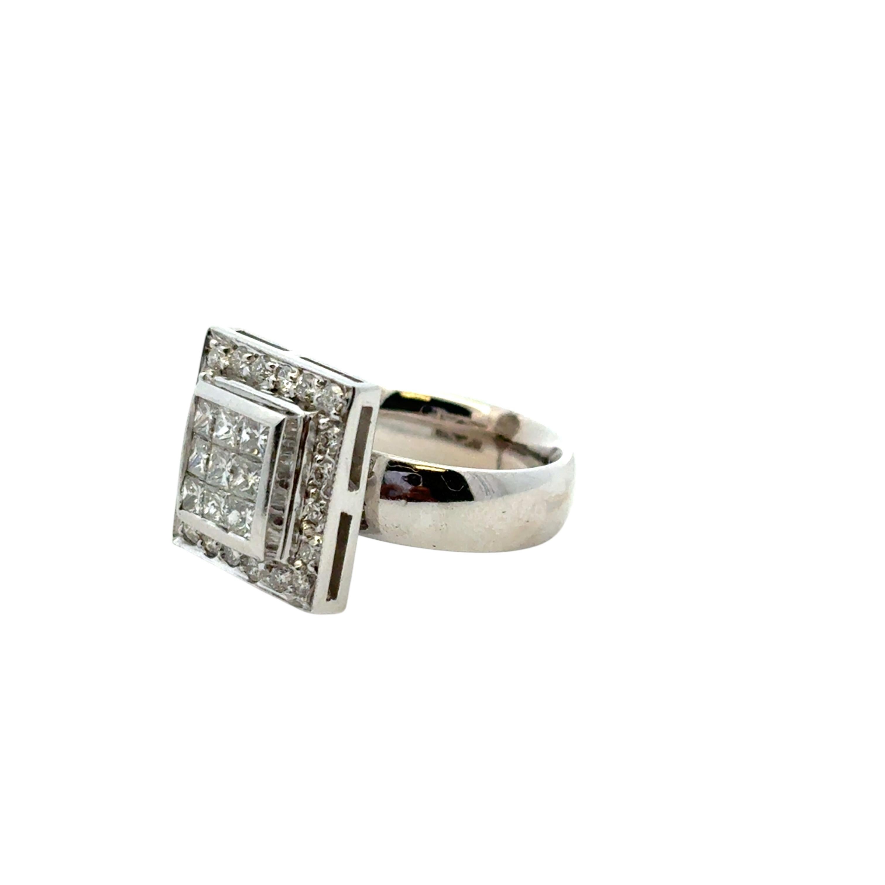 14k Weißgold ca. 0,73ctw Quadratischer Diamantring im Angebot 11