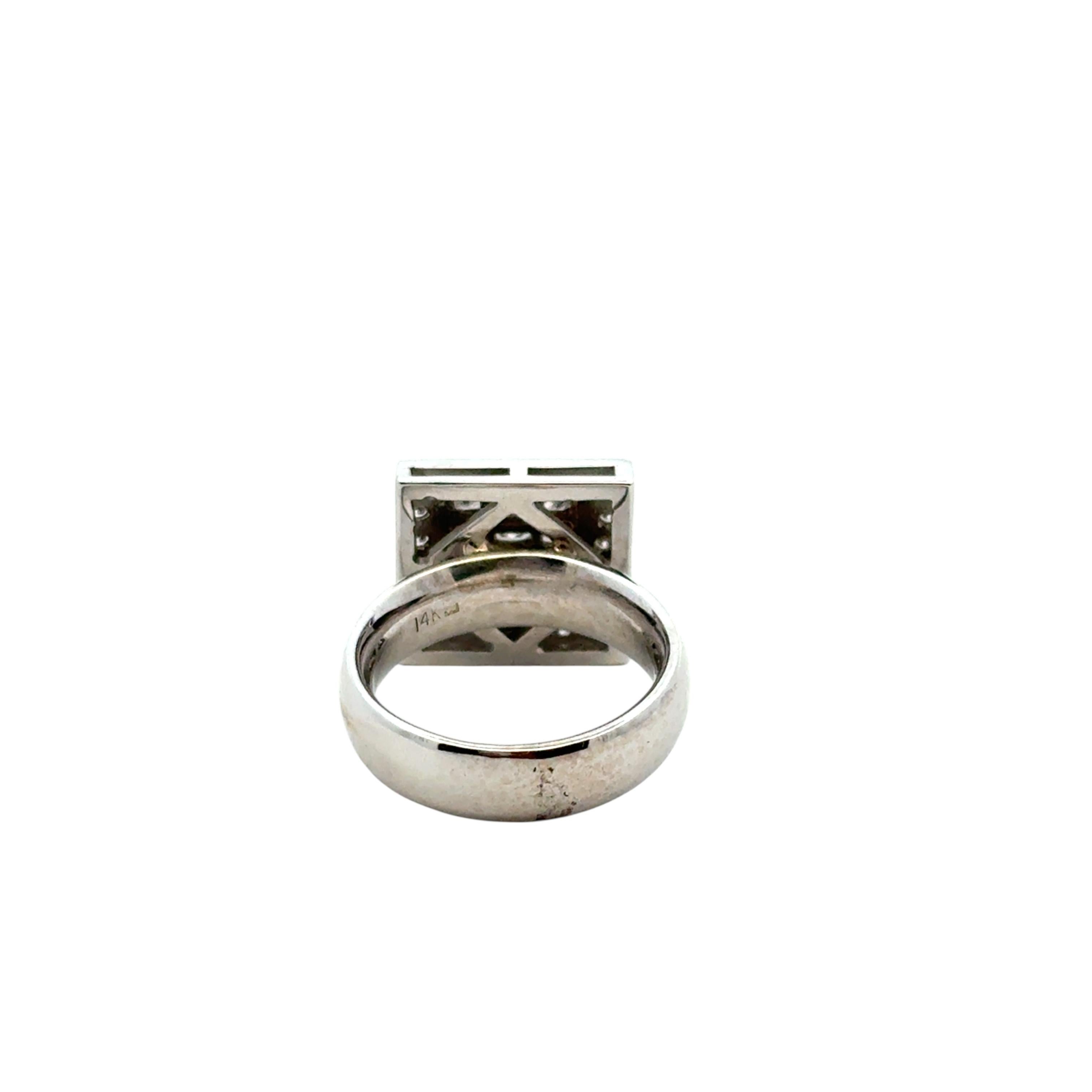 14k Weißgold ca. 0,73ctw Quadratischer Diamantring im Angebot 13