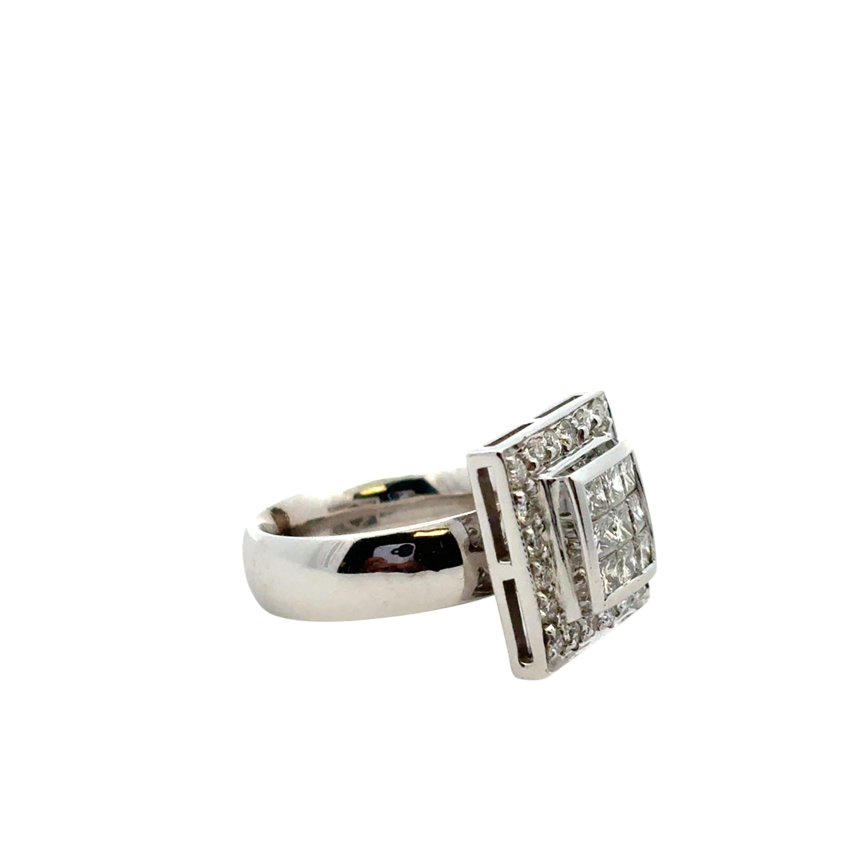 14k Weißgold ca. 0,73ctw Quadratischer Diamantring im Angebot 14