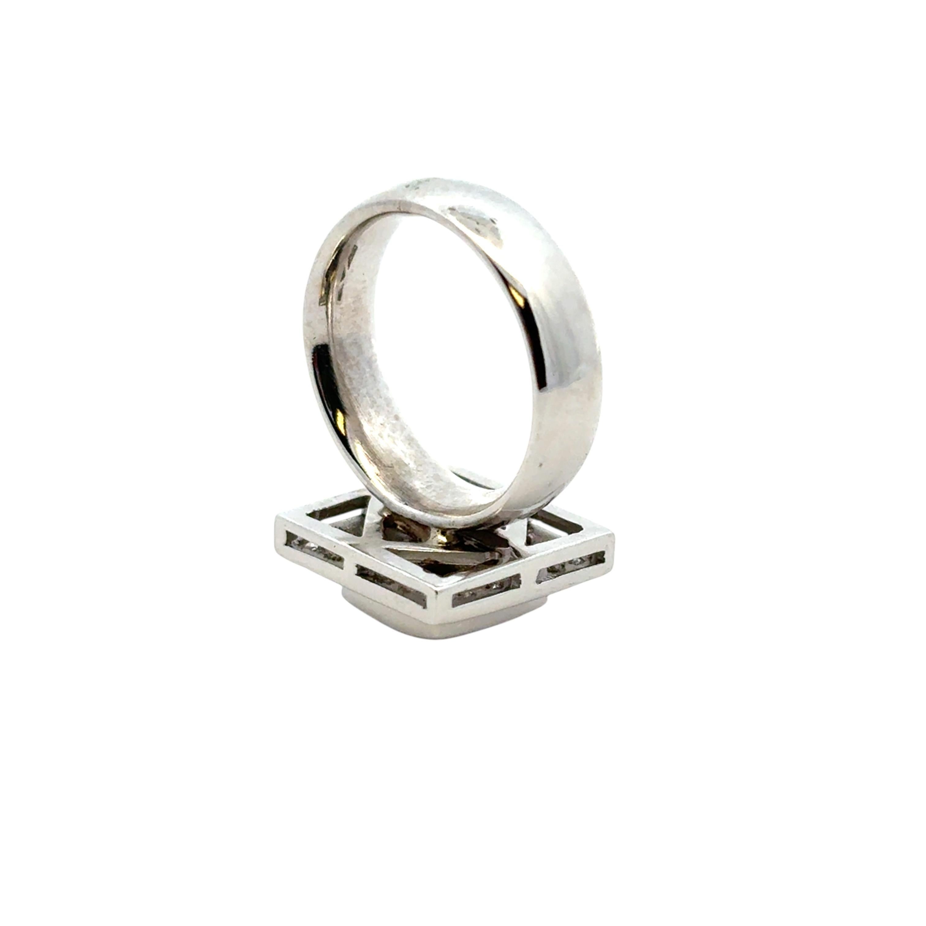 14k Weißgold ca. 0,73ctw Quadratischer Diamantring (Moderne) im Angebot