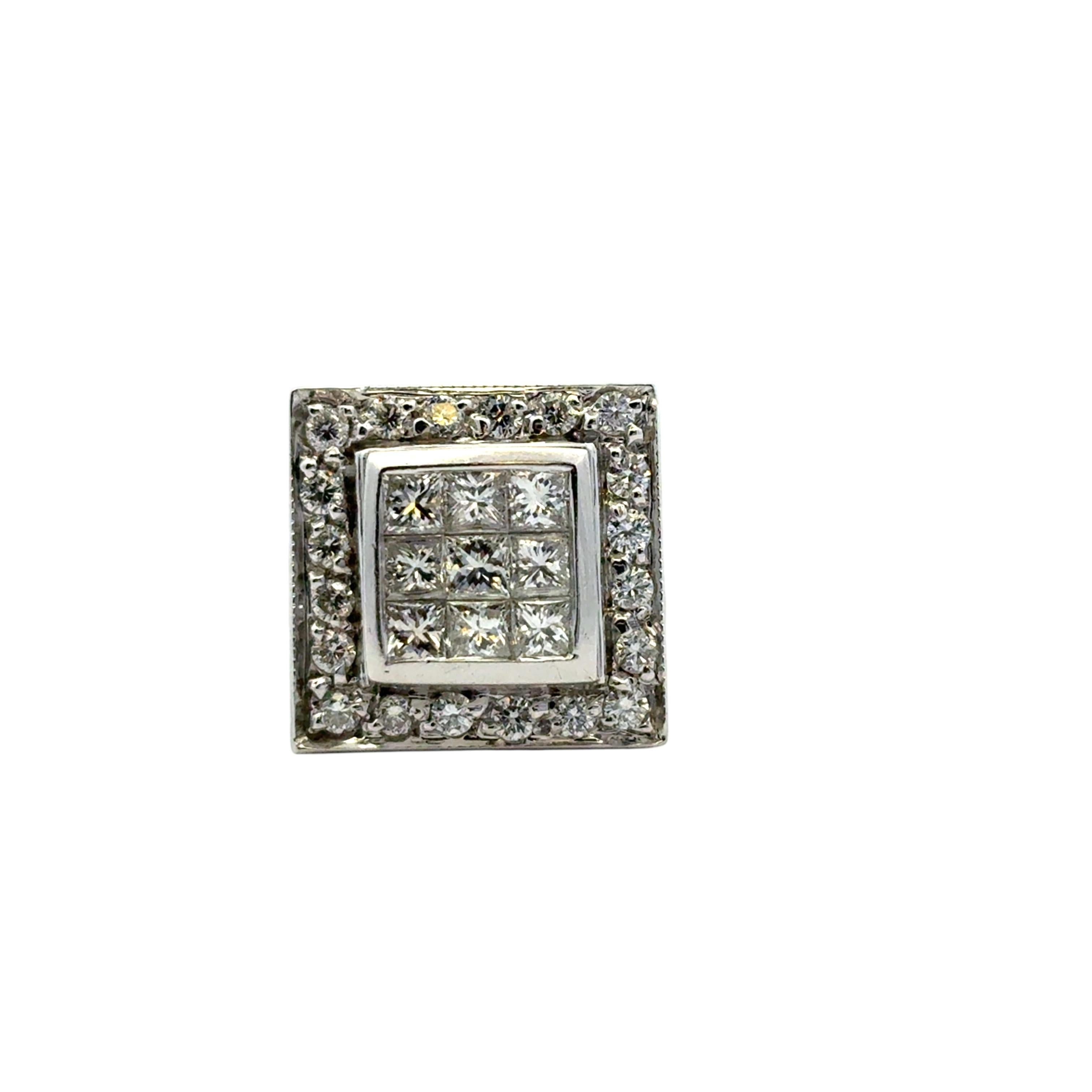14k Weißgold ca. 0,73ctw Quadratischer Diamantring (Carréeschliff) im Angebot