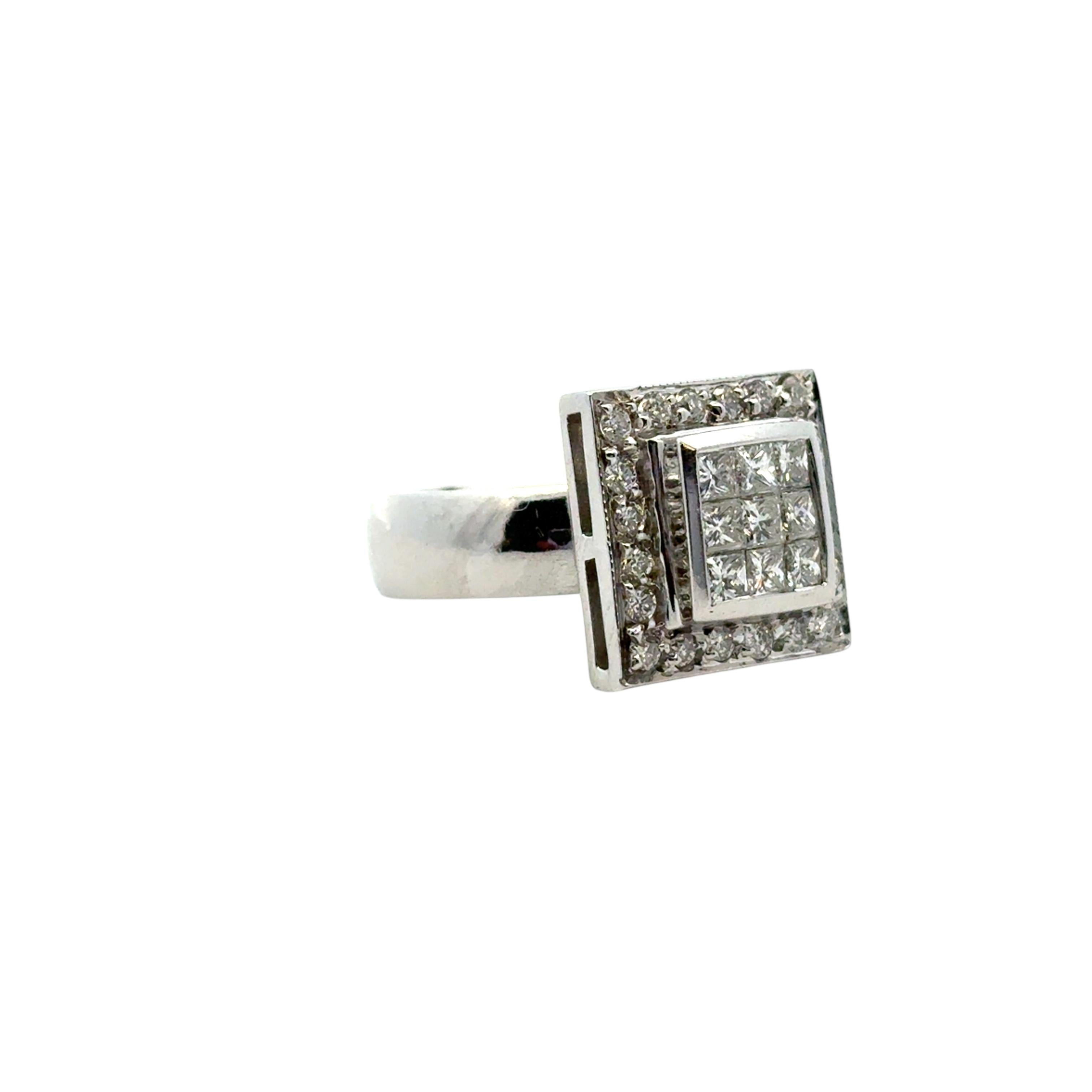 14k Weißgold ca. 0,73ctw Quadratischer Diamantring Damen im Angebot