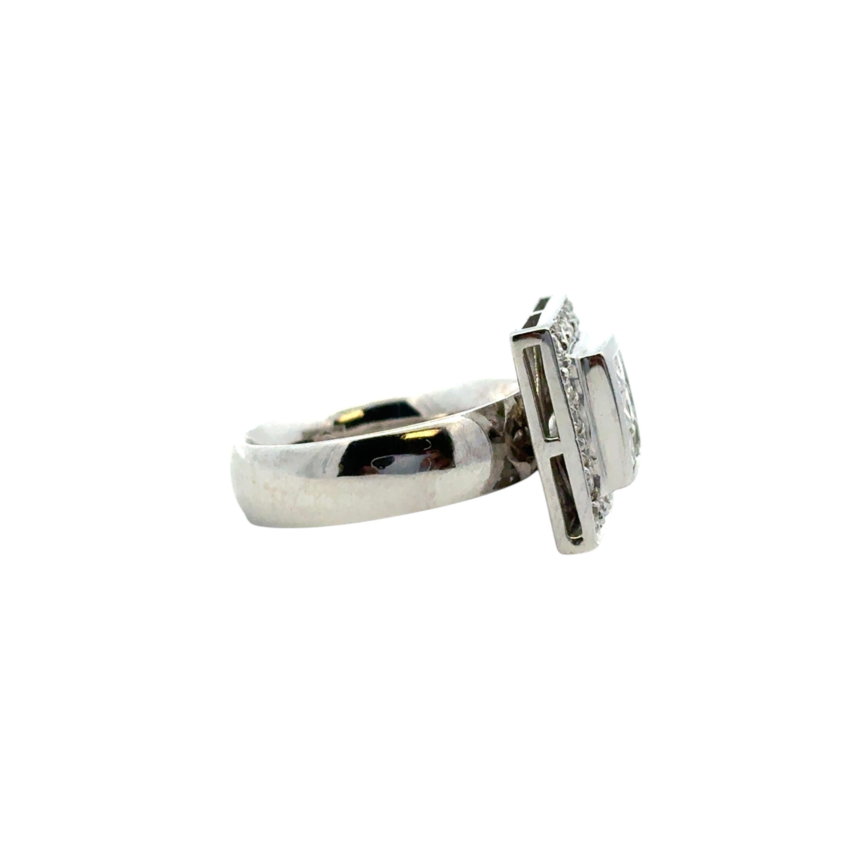 14k Weißgold ca. 0,73ctw Quadratischer Diamantring im Angebot 2