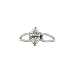 14k White Gold approx. 0.75 ct Natural Marquise Diamond Ring
