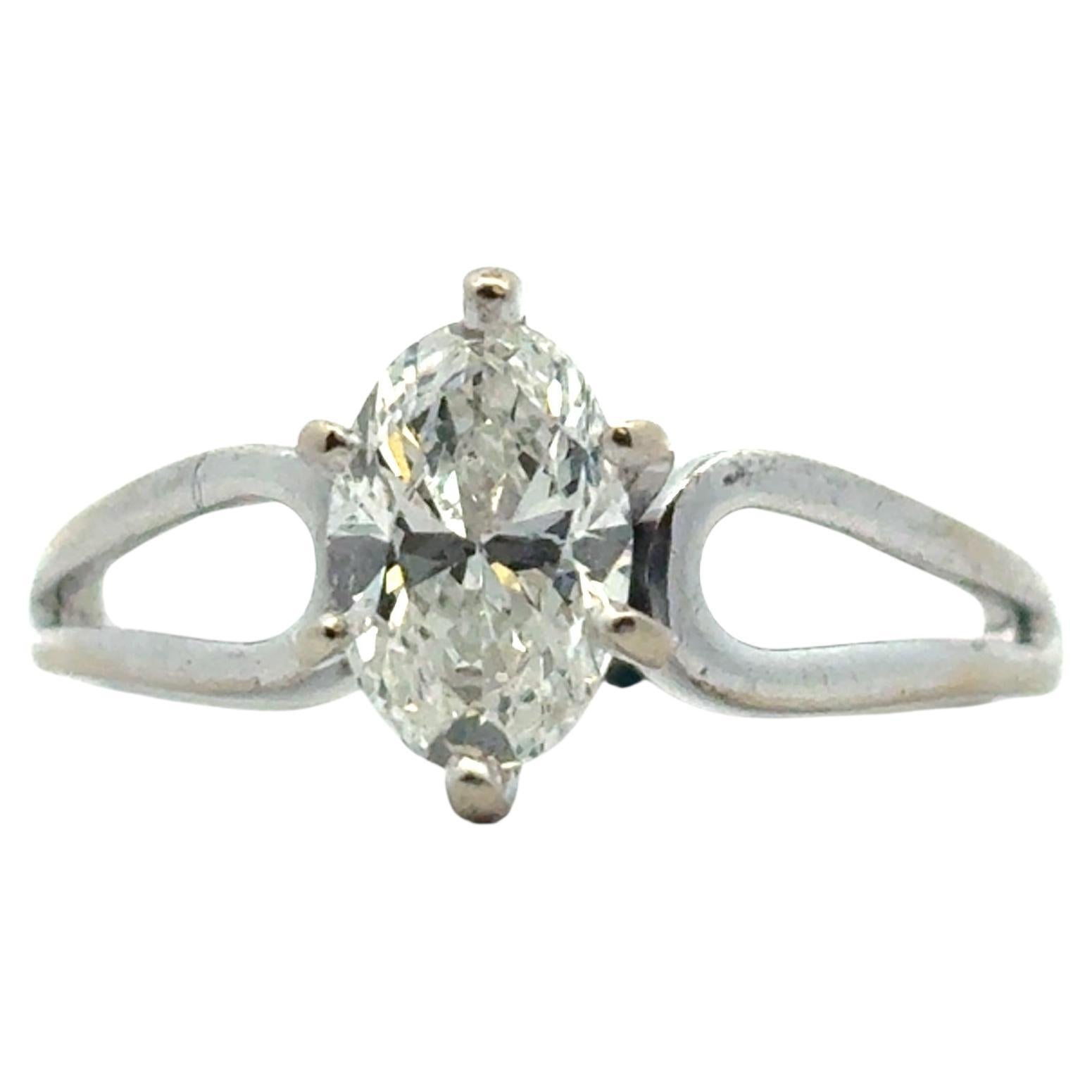14k White Gold approx. 0.75 ct Natural Marquise Diamond Ring