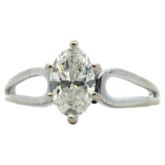 14k White Gold approx. 0.75 ct Natural Marquise Diamond Ring