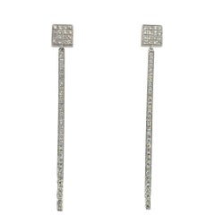 14k White Gold approx. 0.85ctw Natural Round Brilliant Diamond Dangle Earrings