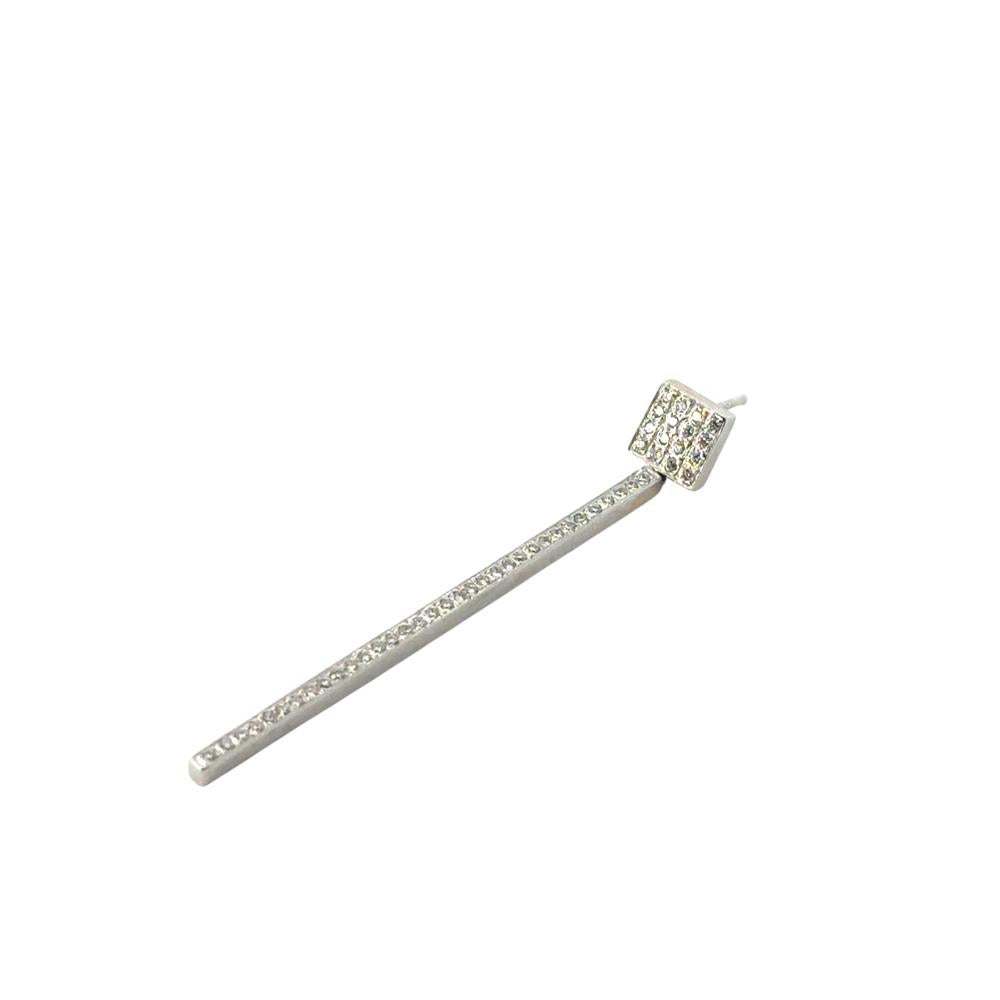 Orecchini pendenti in oro bianco 14k con diamanti tondi brillanti naturali di circa 0,85ctw in vendita 2