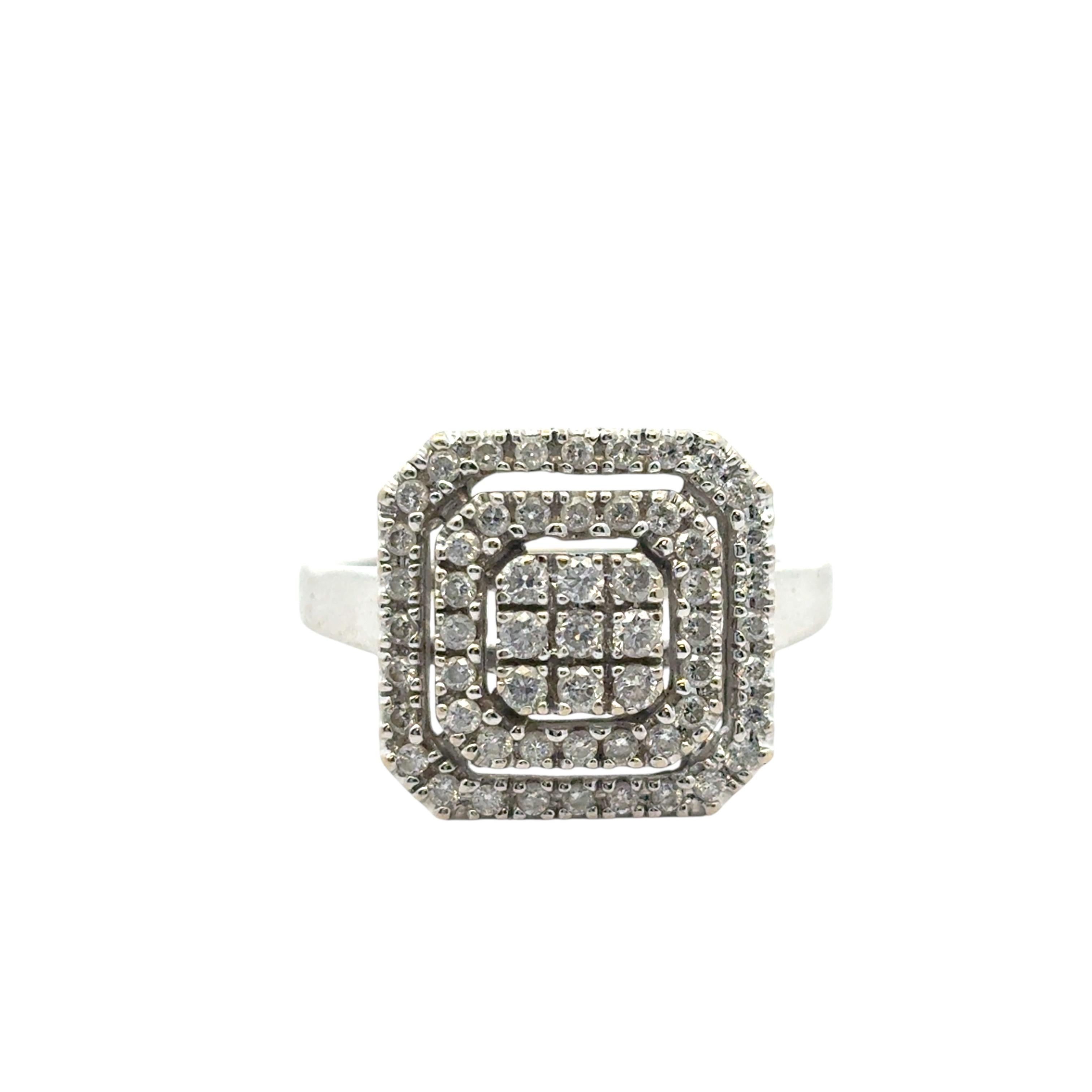 14k White Gold approx. 1.7ctw Round Pave Diamond Square Ring en vente 5