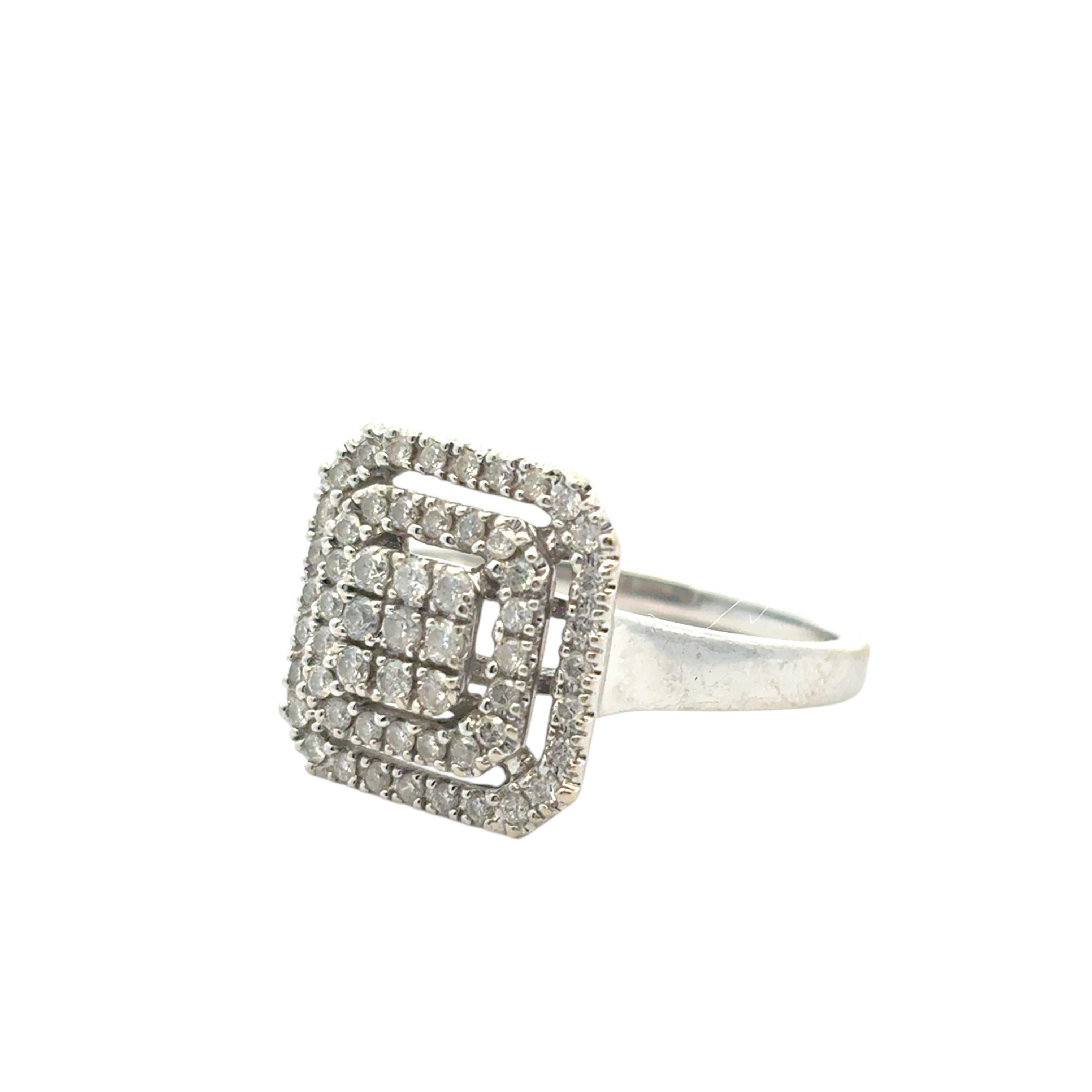 14k White Gold approx. 1.7ctw Round Pave Diamond Square Ring en vente 10