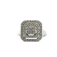 14k White Gold approx. 1.7ctw Round Pave Diamond Square Ring