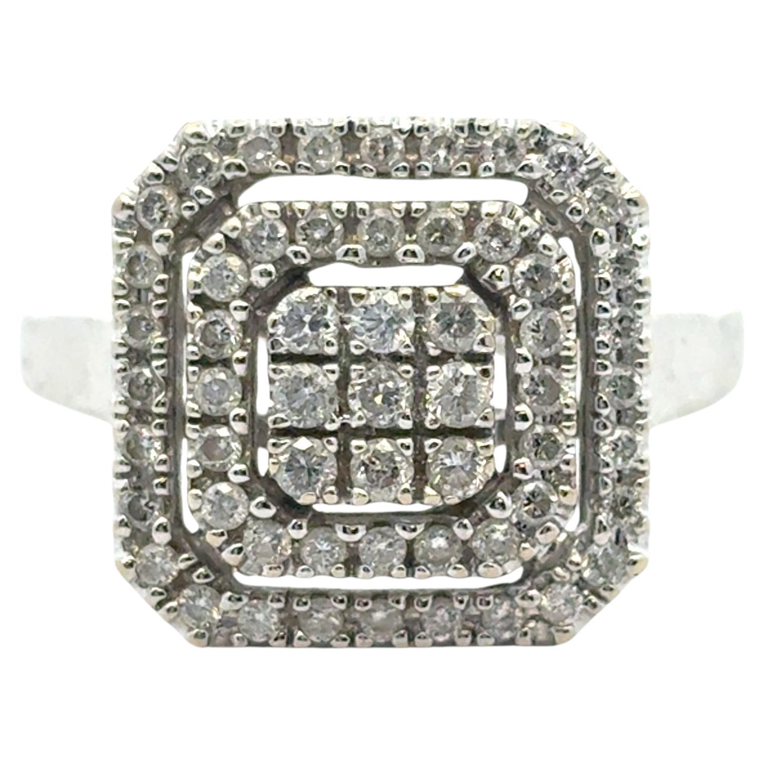 14k White Gold approx. 1.7ctw Round Pave Diamond Square Ring