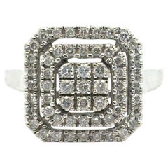 14k White Gold approx. 1.7ctw Round Pave Diamond Square Ring