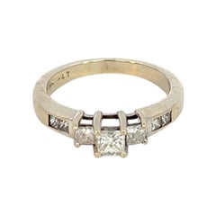 14K Weißgold apx 1/2 ctw Prinzessinnen-Diamant-Verlobungsring Größe 4,75